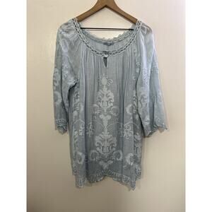 Whimsical Fairy Cottage Romantic Tunic Peasant Floral Top OS Boho Lagom Prairie